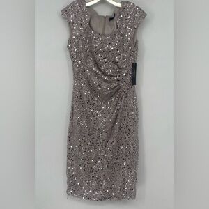 Tahari Sequin Embellished Mini Dress in Silver